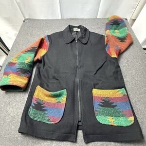 Homak Kay Vintage Southwestern Fleece Jacket Aztec Pockets Zip Fron